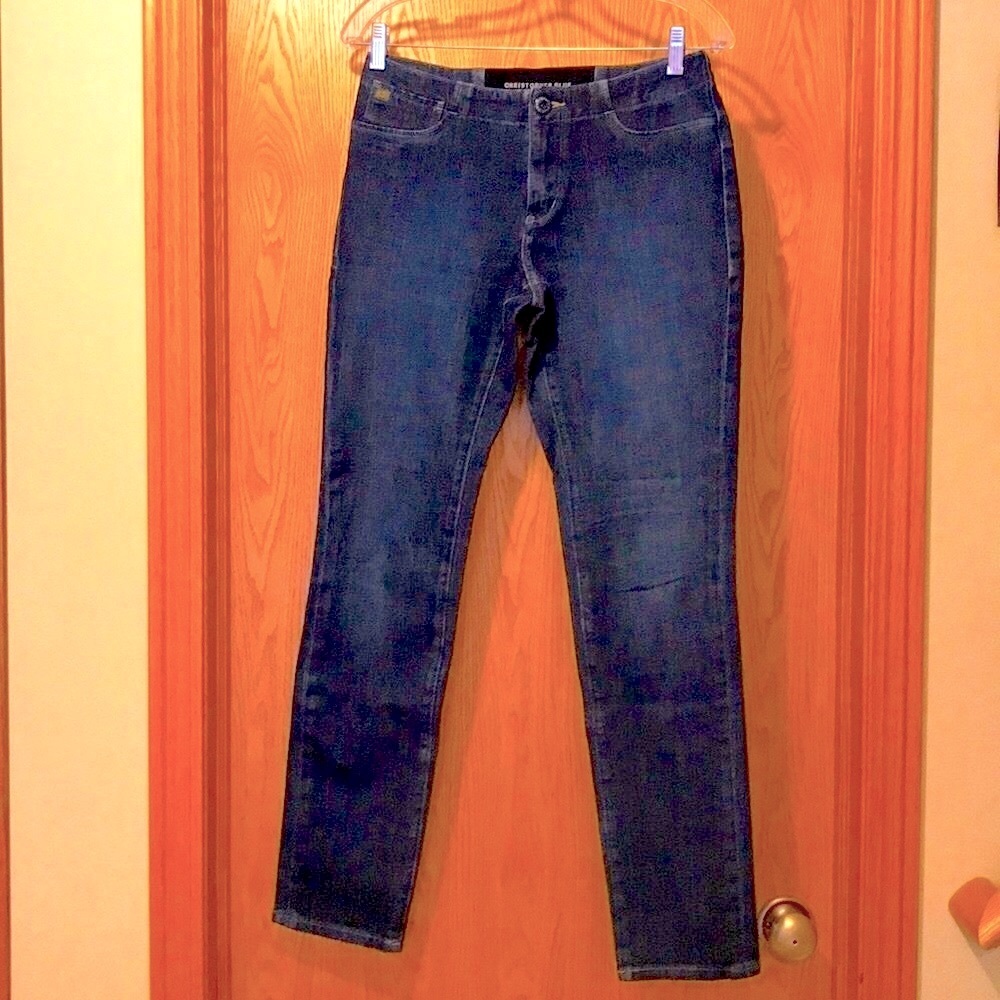Christopher Blue size 6 curve curvy stretch denim slim fit meteor wash jeans EUC